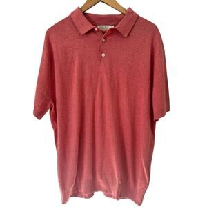 NWOT Collars & Co Coral Linen Cotton Short Sleeve Polo Shirt Mens Size XL